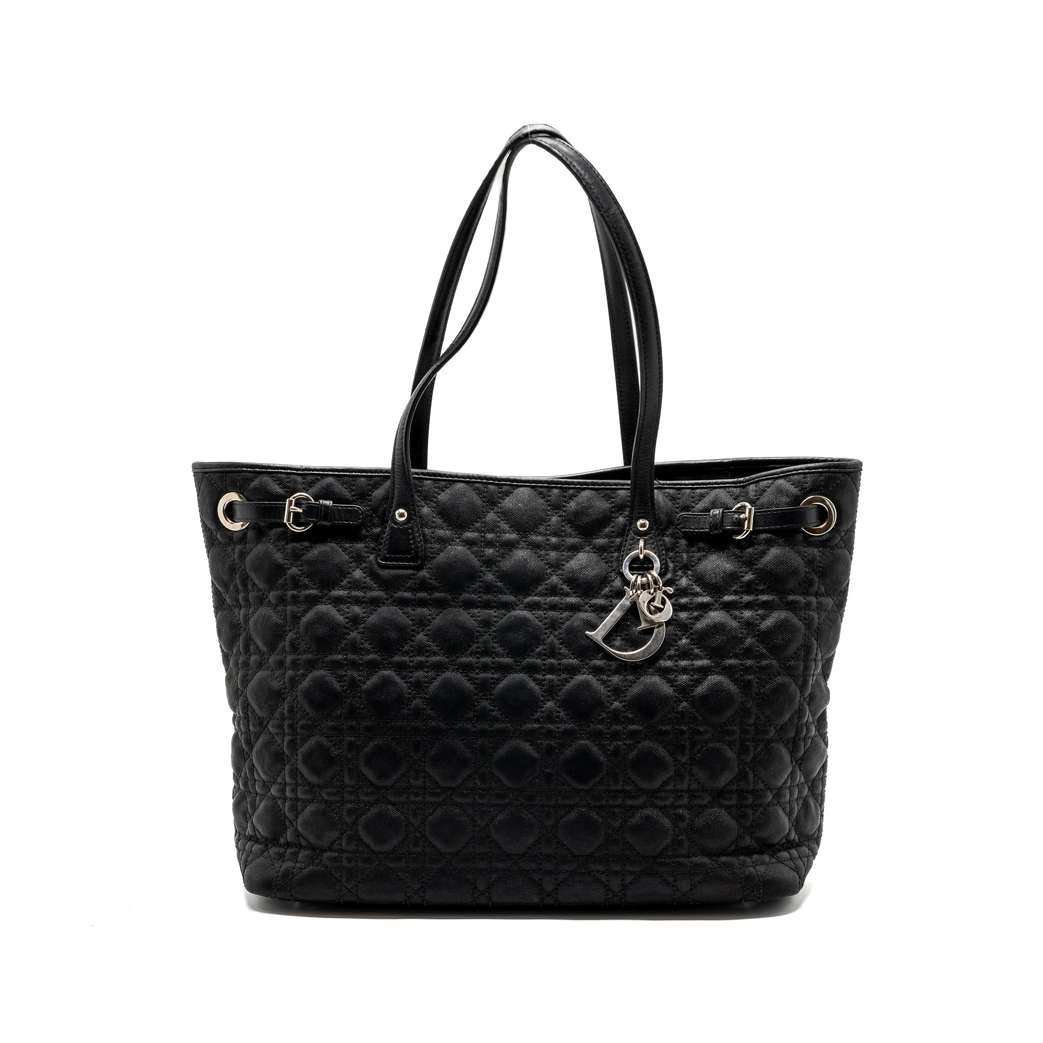 DIOR SHOPPING TOTE BAG FABRIC/LEATHER BLACK SHW