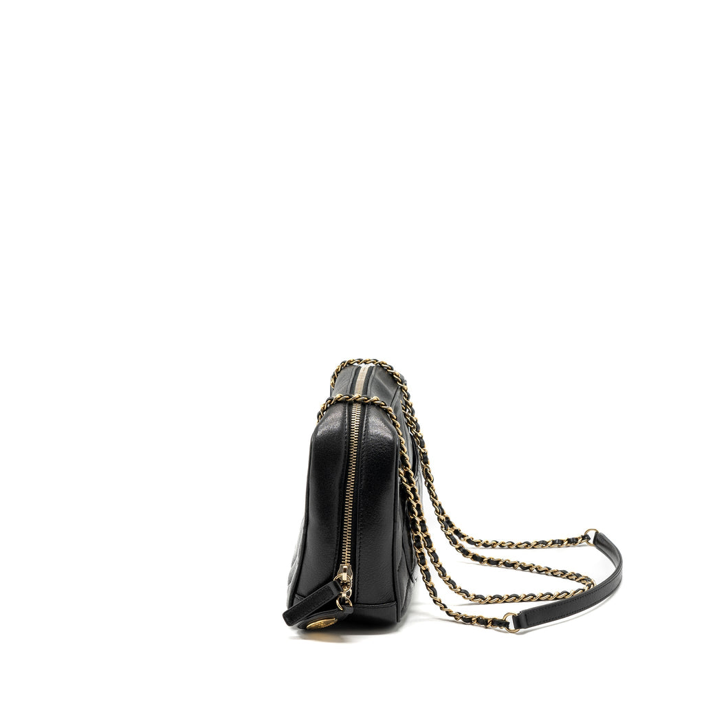 CHANEL ZIPPER CAMERA CHAIN BAG LAMBSKIN BLACK GHW