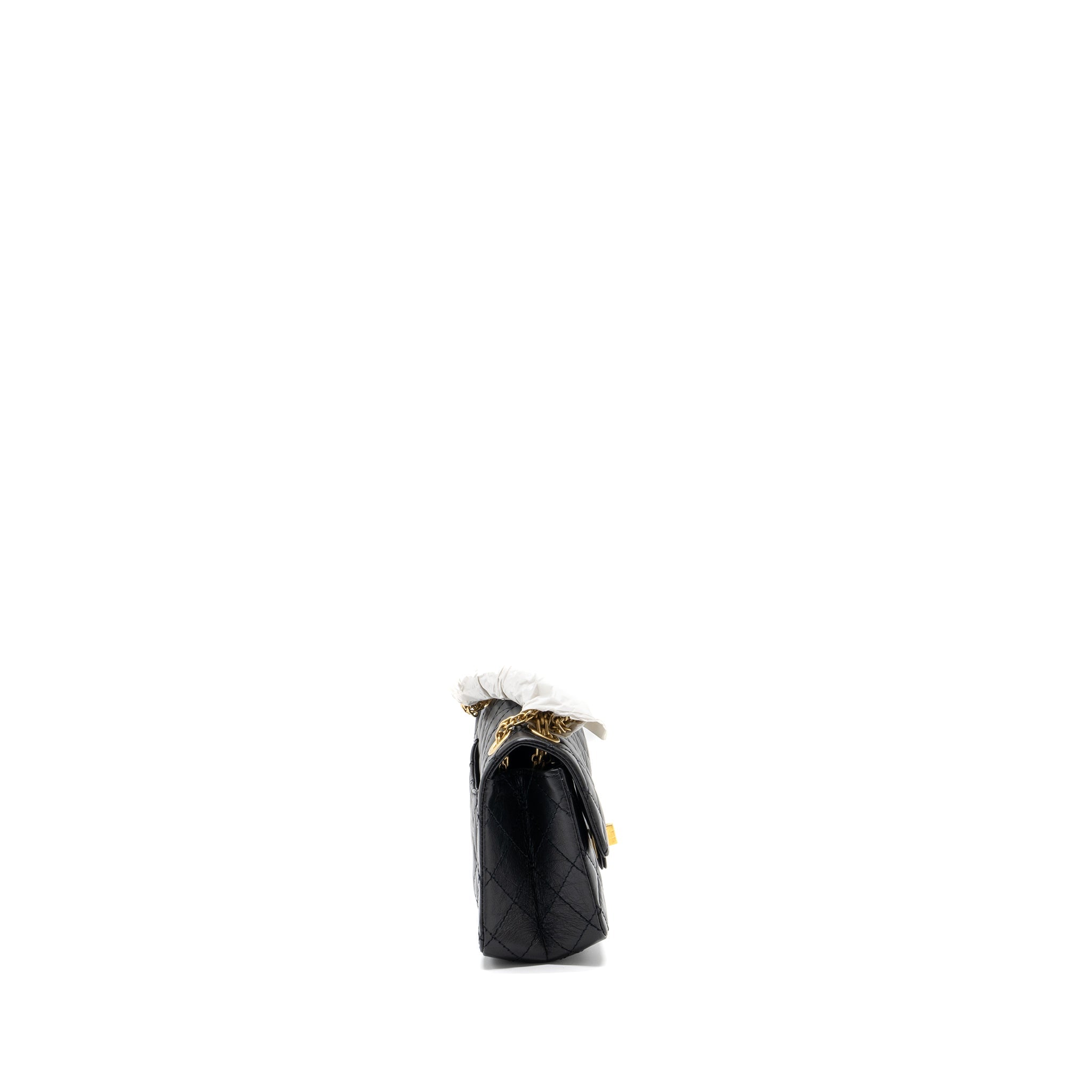 CHANEL MINI 2.55 REISSUE FLAP BAG AGED CALFSKIN BLACK GHW (MICROCHIP)