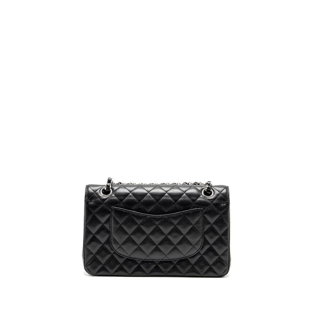 CHANEL MEDIUM CLASSIC DOUBLE FLAP BAG CAVIAR BLACK SHW (MICROCHIP)