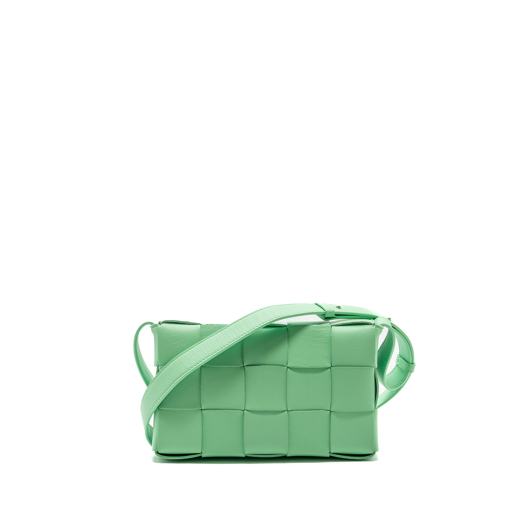 BOTTEGA VENETA CLASSIC CASSETTE BAG LAMBSKIN LIGHT GREEN SHW