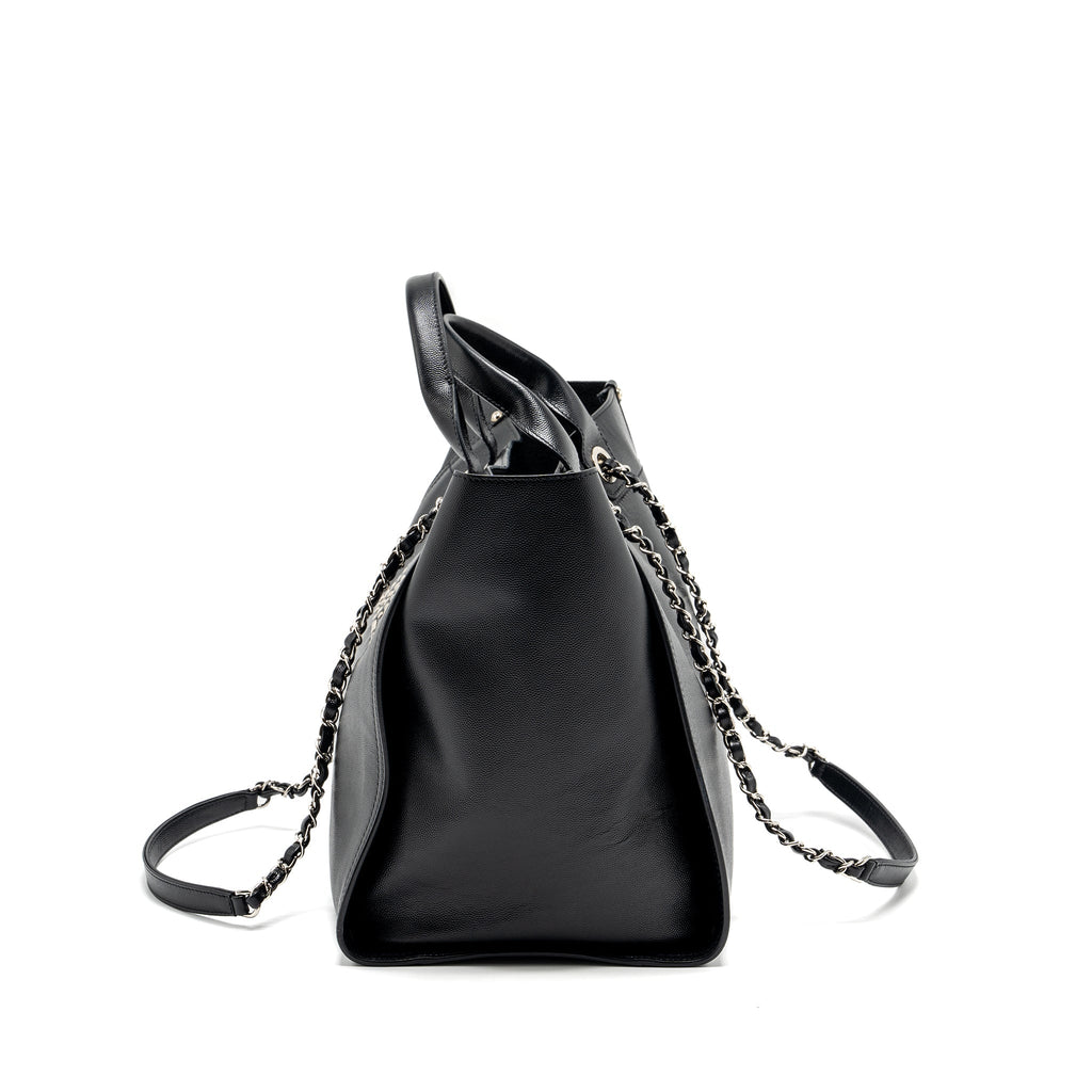 CHANEL DEAUVILLE STUDDED TOTE BAG CAVIAR BLACK SHW