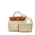 HERMES HERBAG 31 ZIP BAG TOILE MILITARIES/VACHE HUNTER BETON/FAUVE SHW