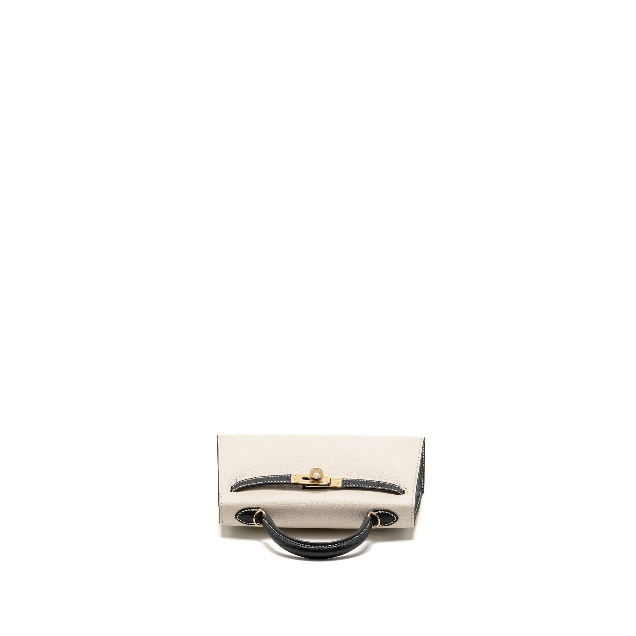 HERMES MINI KELLY II SPECIAL ORDER CHÈVRE MYSORE NATA/BLACK LGHW