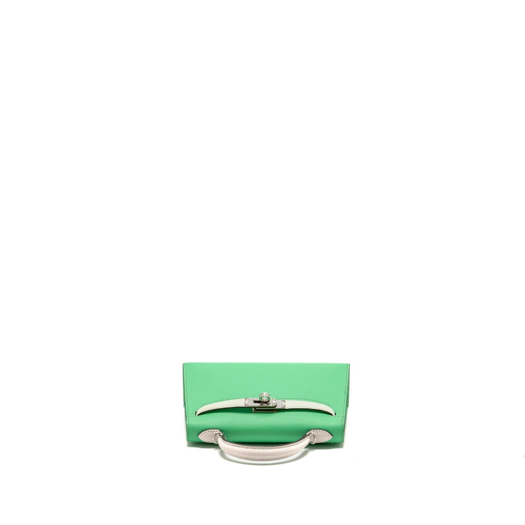 HERMES MINI KELLY II EPSOM VERT COMICS/VERT FIZZ/GRIS PALE SHW