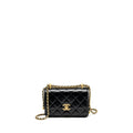CHANEL 24C GOLD CRUSH MINI FLAP BAG CALFSKIN BLACK GHW (MICROCHIP)