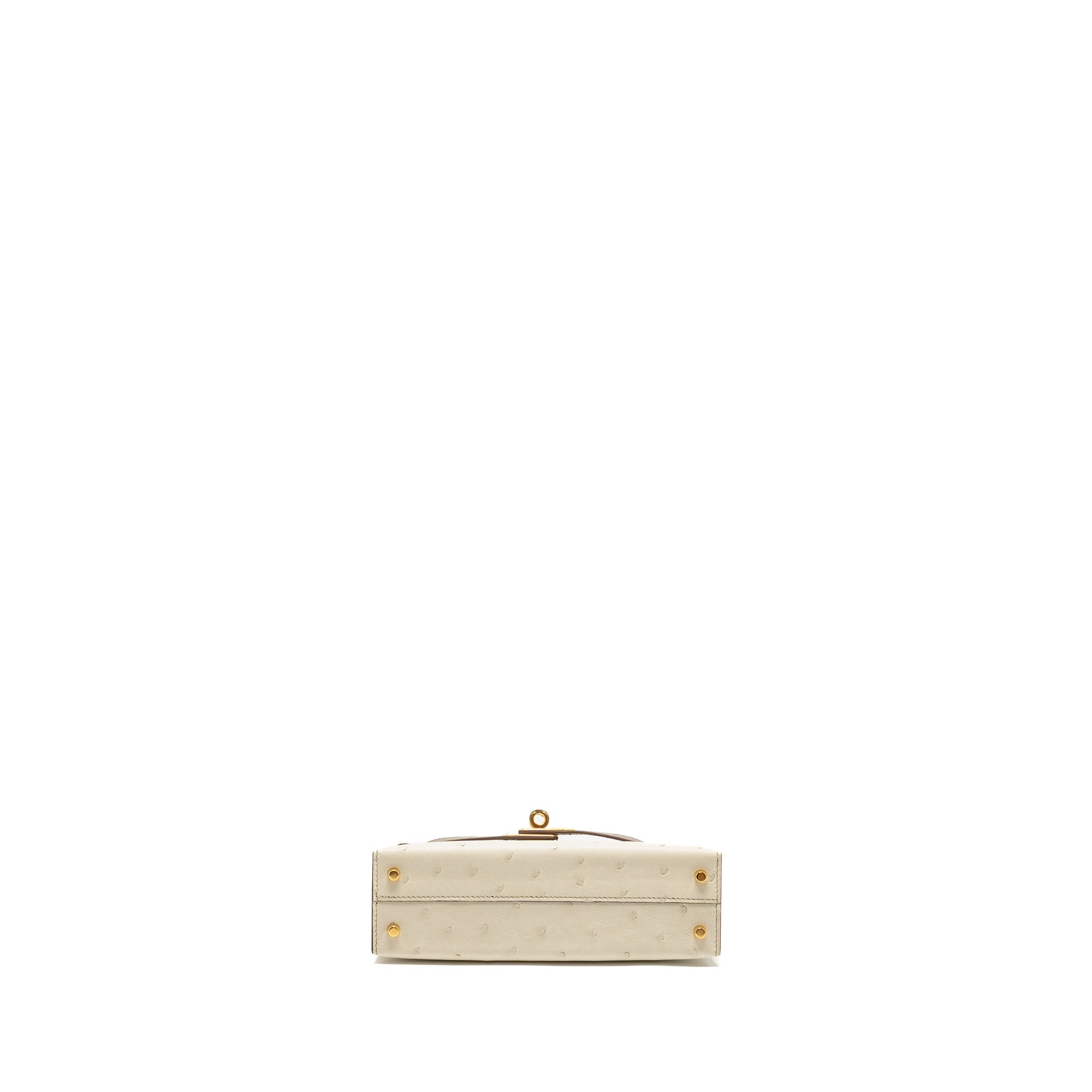 HERMES MINI KELLY II SPECIAL ORDER OSTRICH BETON / GRIS TOURTERELLE GHW