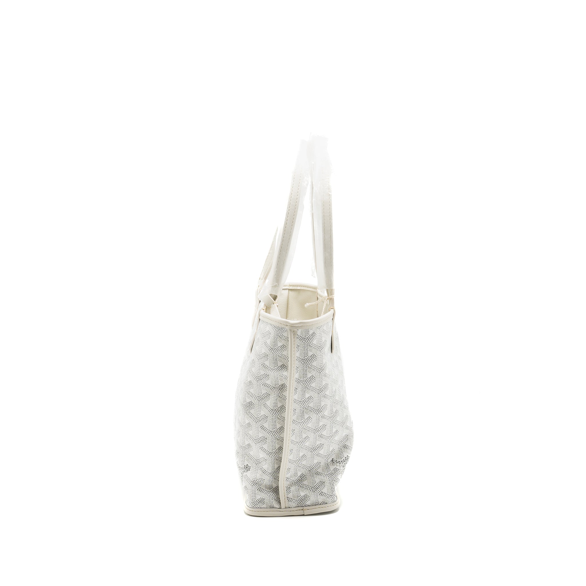 GOYARD MINI ANJOU TOTE BAG GOYARDINE CANVAS/LEATHER WHITE SHW