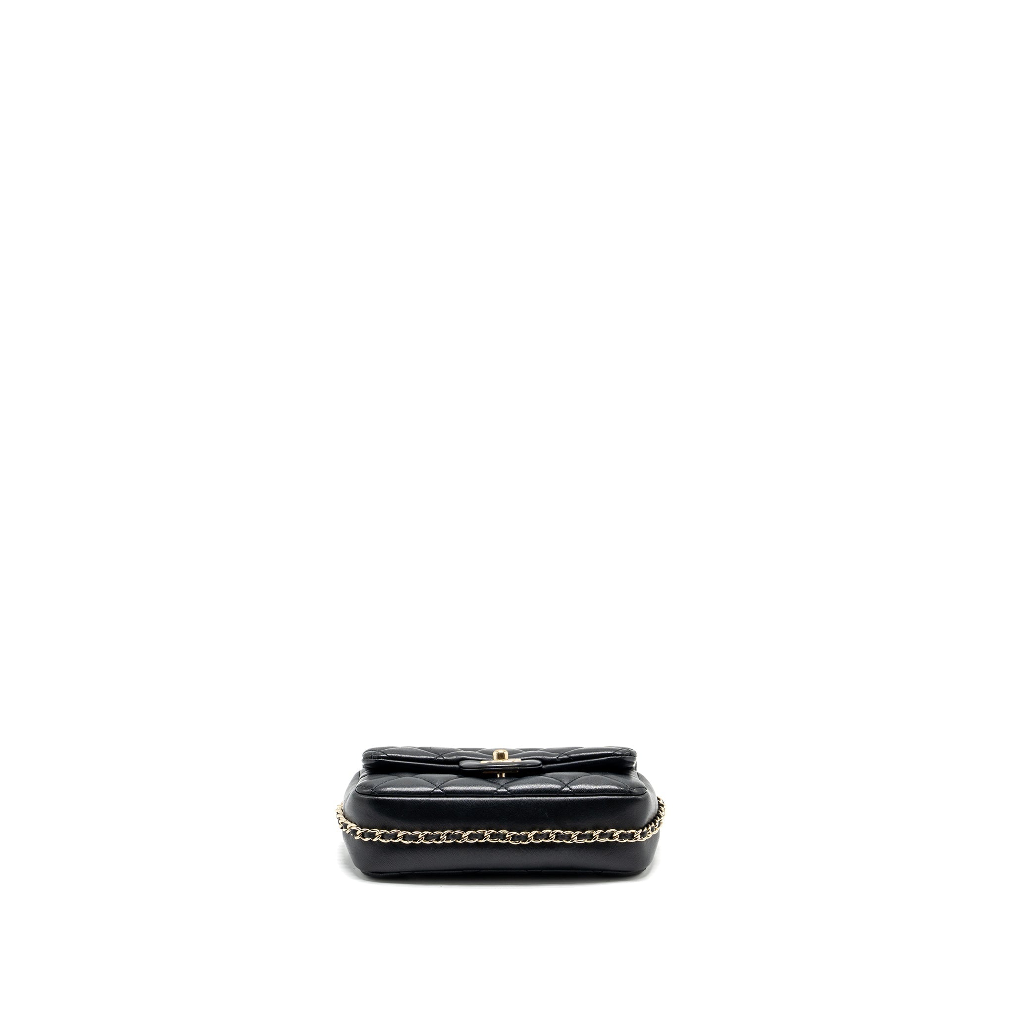 CHANEL PEARL CHAIN QUILTED FLAP BAG LAMBSKIN BLACK GHW