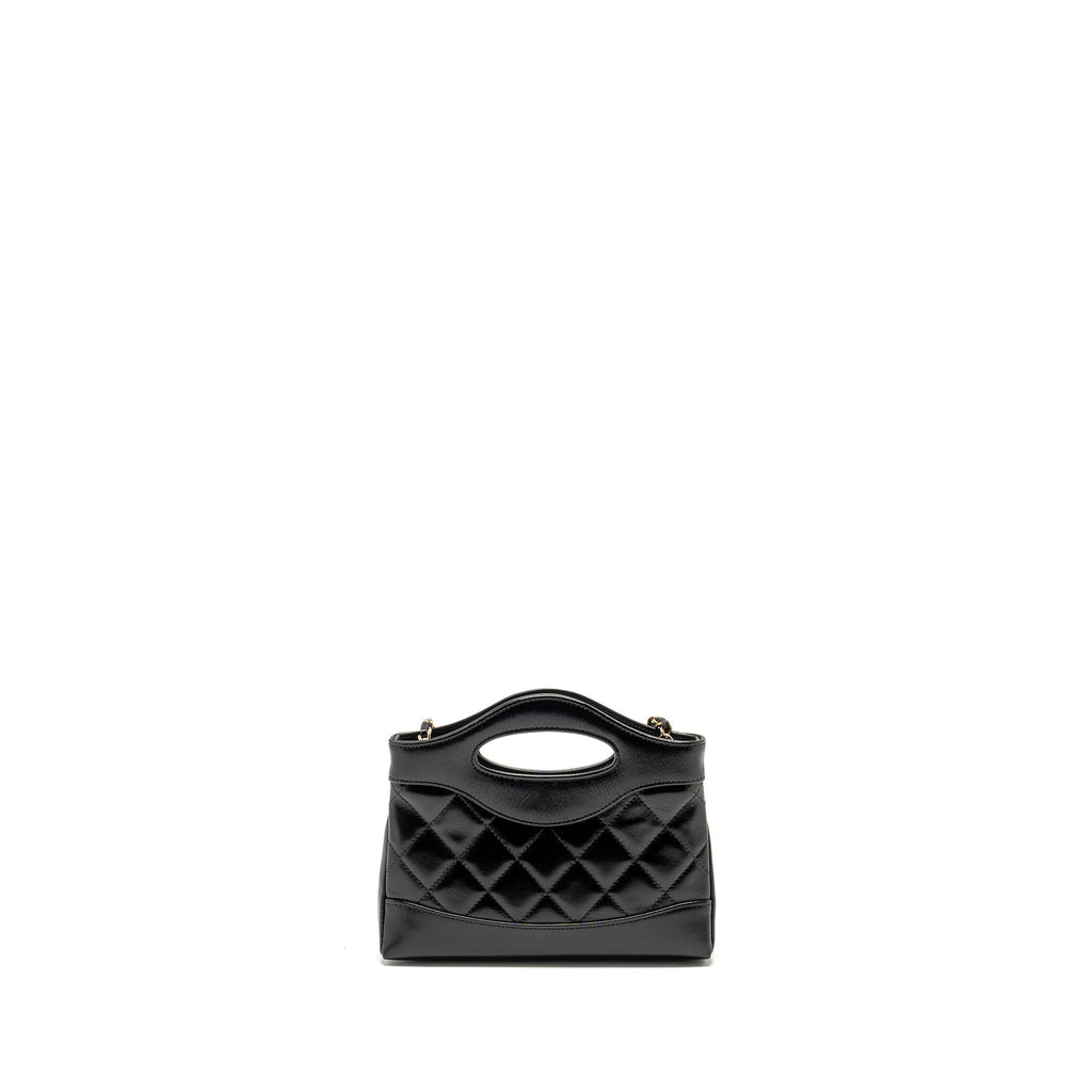 CHANEL 24S MINI 31 CLUTCH WITH CHAIN SHINY LAMBSKIN BLACK LGHW (MICROCHIP)