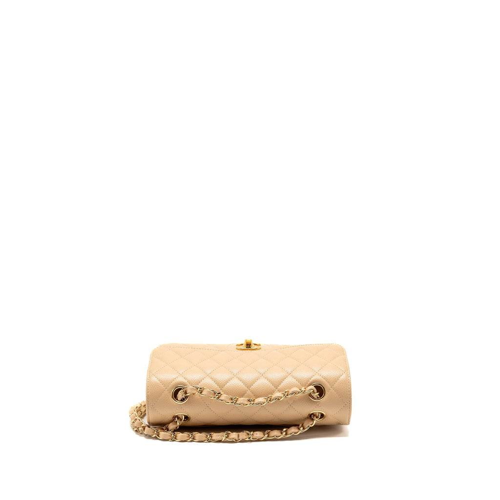 CHANEL SMALL CLASSIC DOUBLE FLAP BAG CAVIAR BEIGE GHW