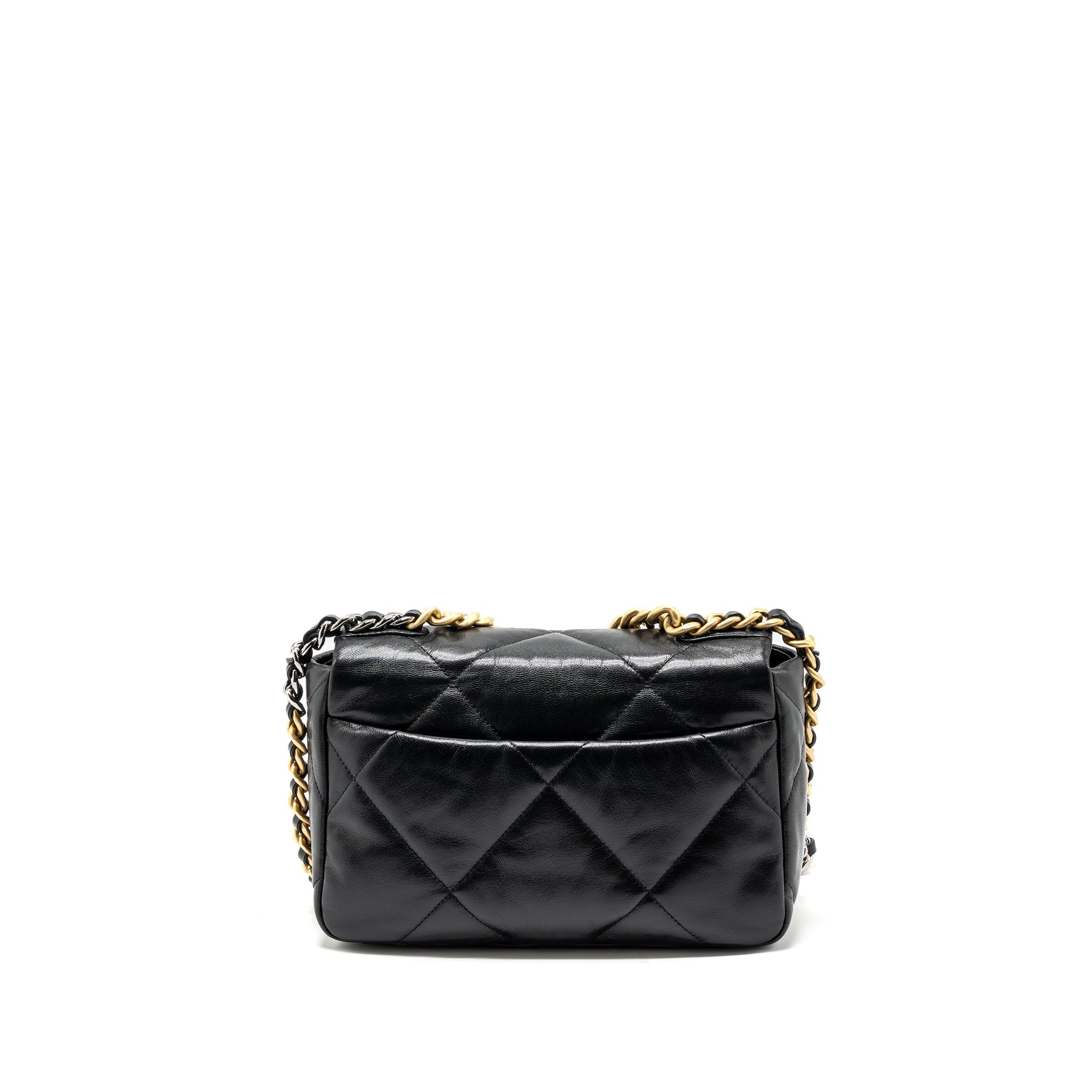 CHANEL SMALL 19 BAG GOATSKIN BLACK MULTICOLOUR HARDWARE