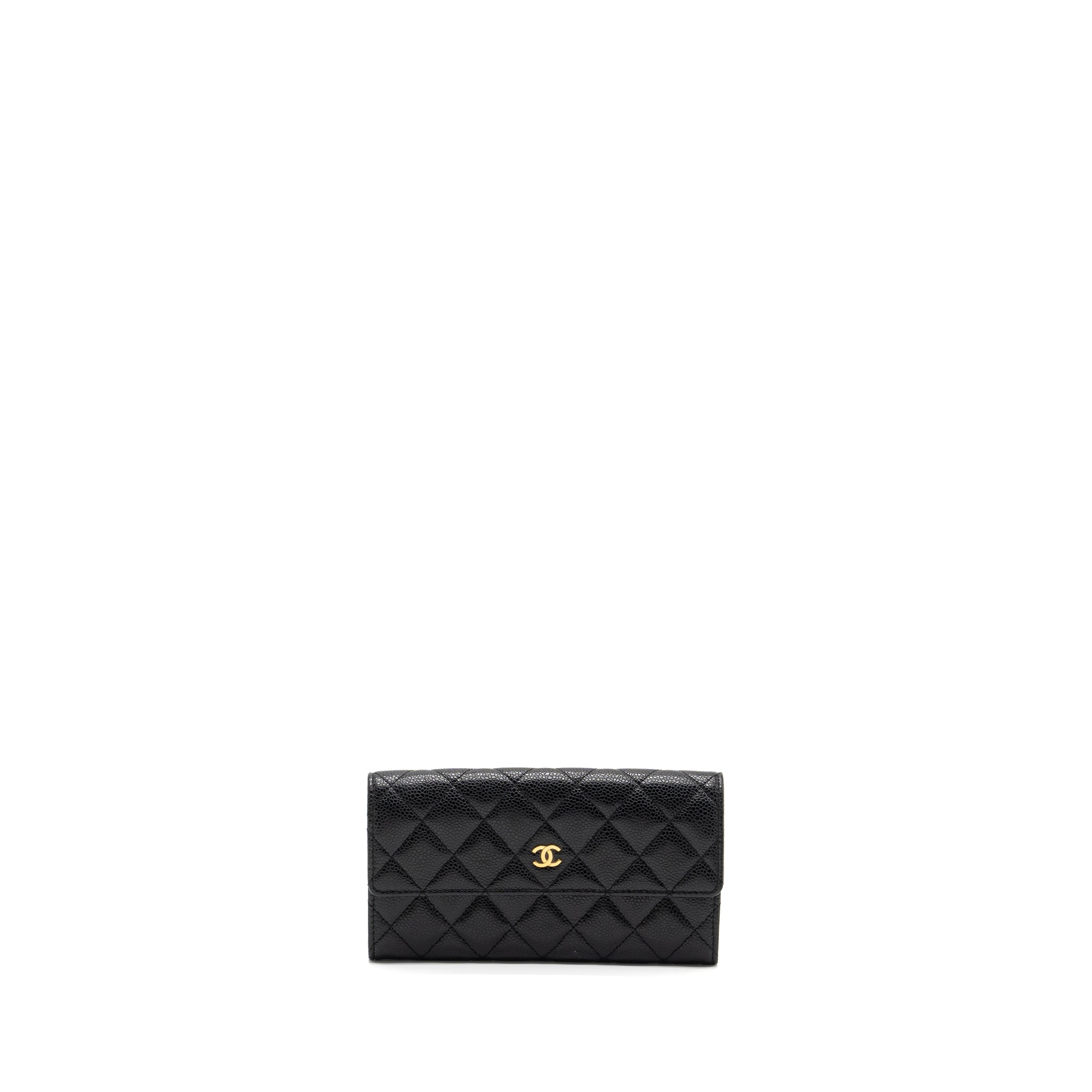CHANEL FLAP LONG WALLET CAVIAR BLACK GHW