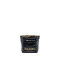 CHANEL MINI 22 BAG SHINY CALFSKIN BLACK GHW (MICROCHIP)