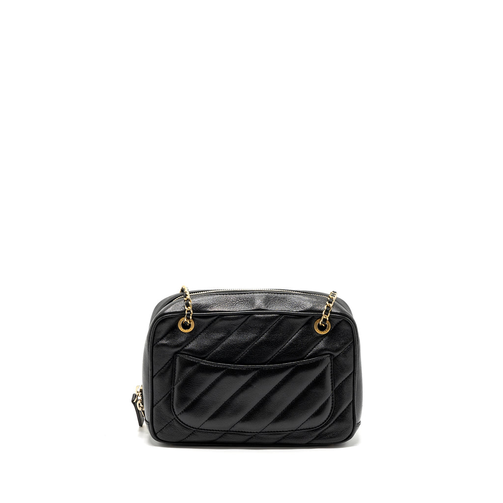 CHANEL ZIPPER CAMERA CHAIN BAG LAMBSKIN BLACK GHW