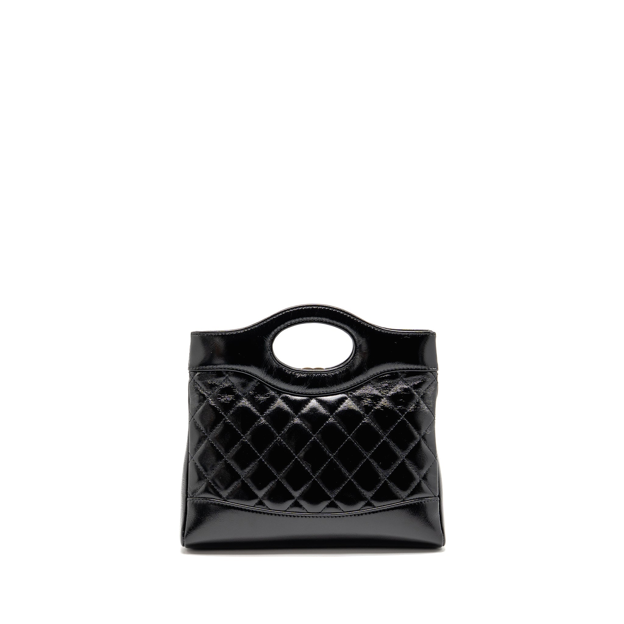 CHANEL 24S MINI 31 BAG SHINY LAMBSKIN BLACK LGHW (MICROCHIP)