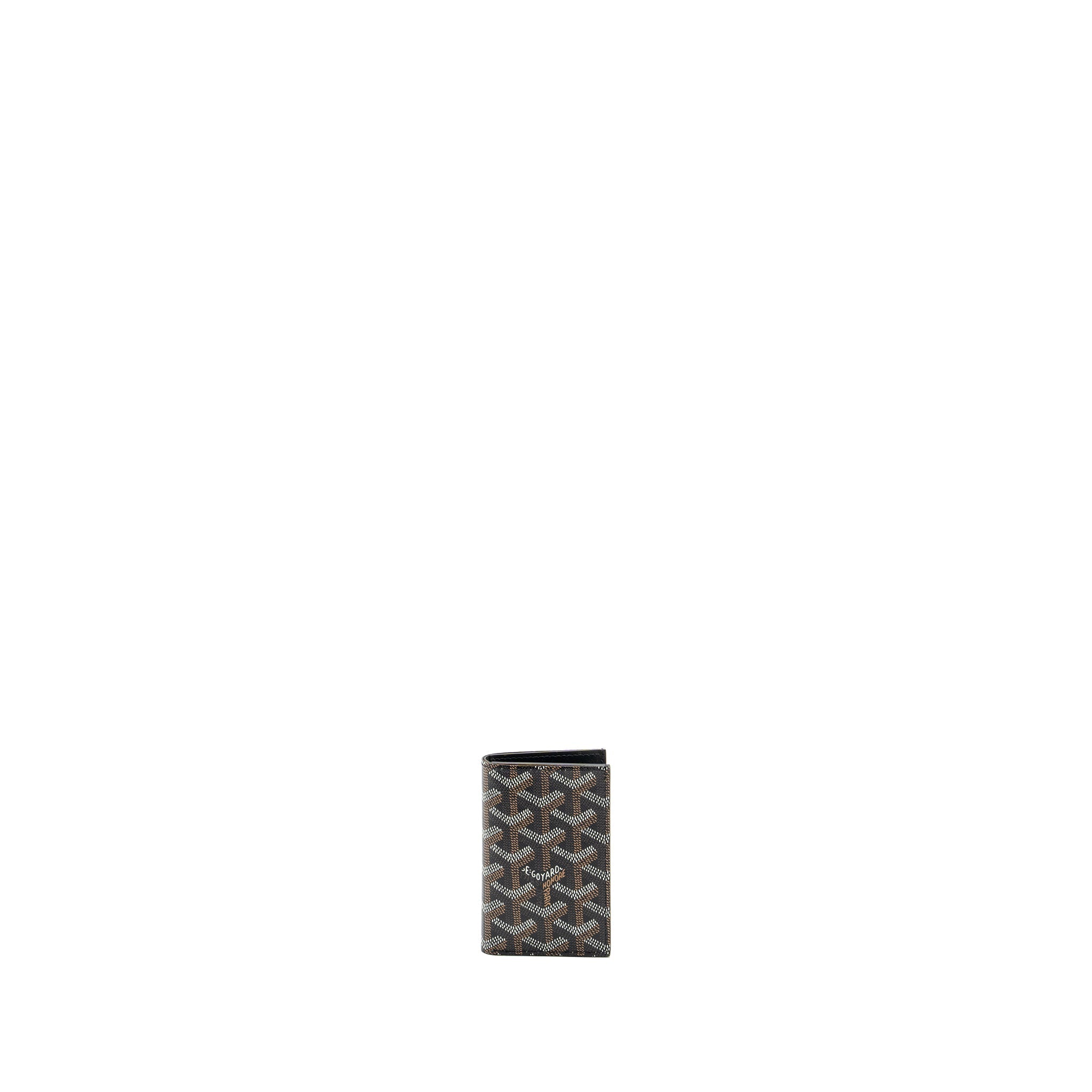GOYARD SAINT-PIERRE CARD WALLET GOYARDINE CANVAS/CALFSKIN BLACK