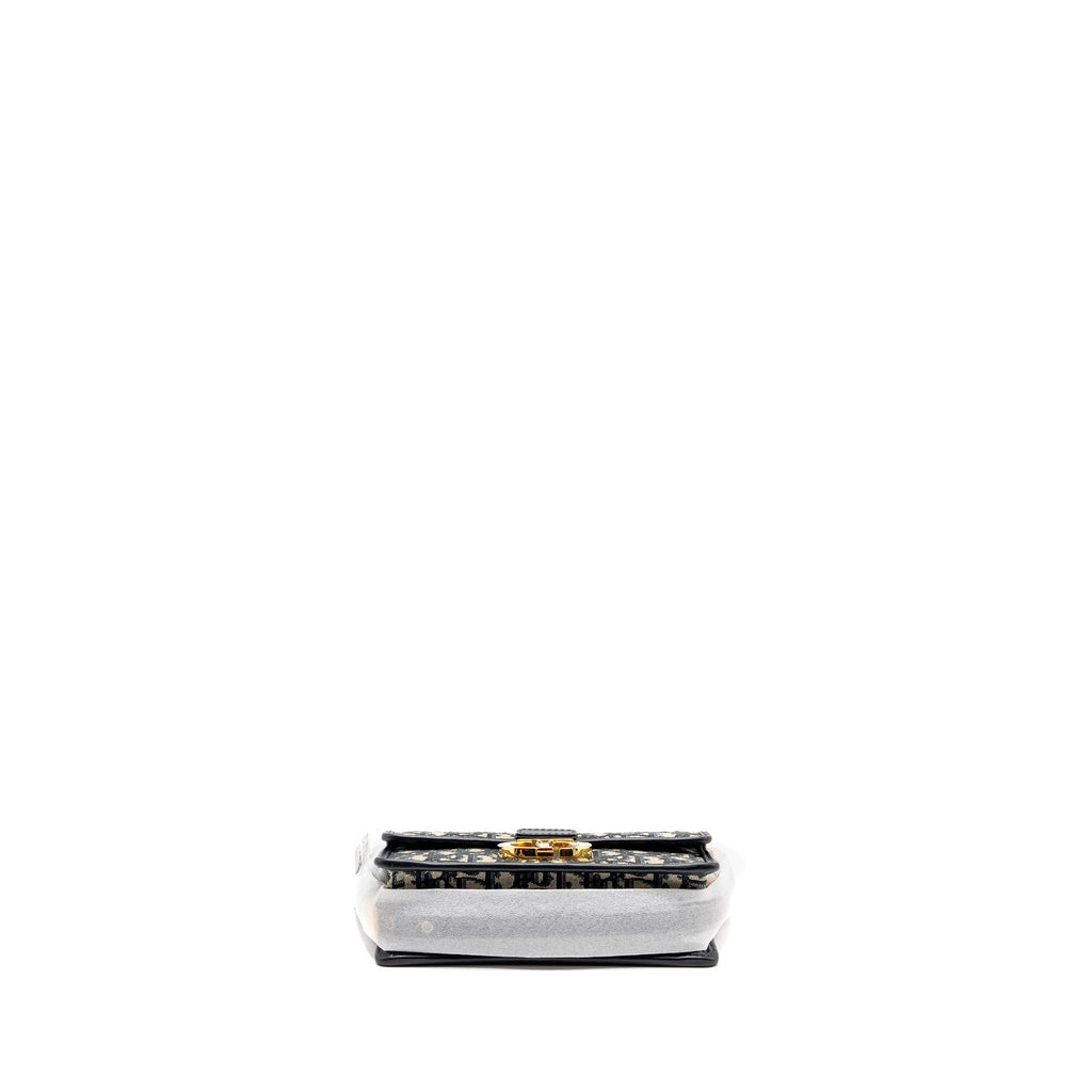 DIOR 30 MONTAIGNE EAST-WEST BAG WITH CHAIN OBLIQUE JACQUARD BLUE GHW