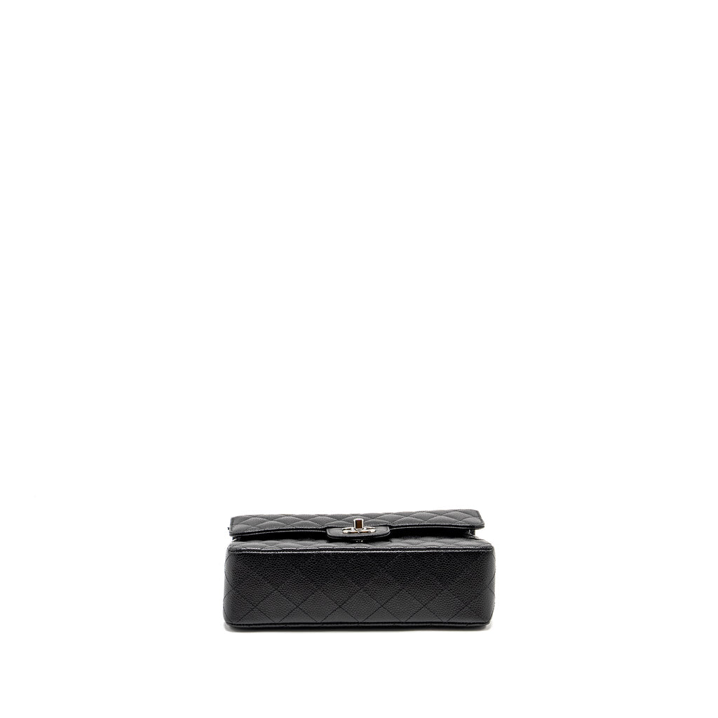 CHANEL SMALL CLASSIC DOUBLE FLAP BAG CAVIAR BLACK SHW (MICROCHIP)
