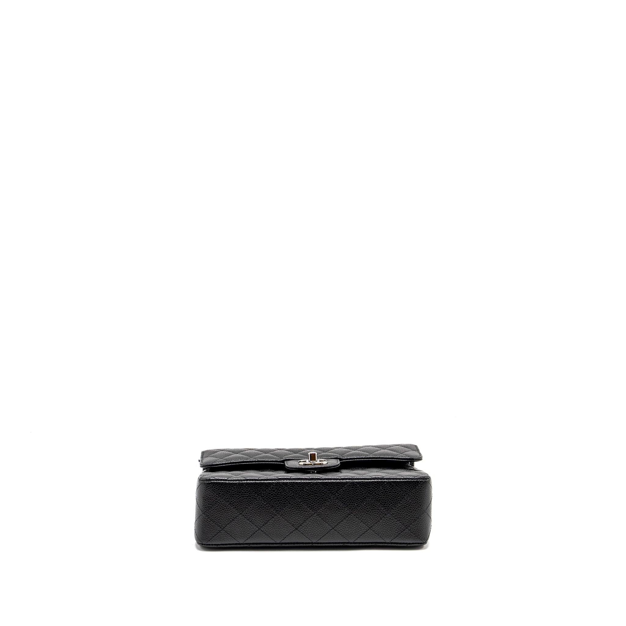 CHANEL SMALL CLASSIC DOUBLE FLAP BAG CAVIAR BLACK SHW (MICROCHIP)