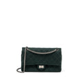 CHANEL REISSUE 2.55 226 DOUBLE FLAP BAG FABRIC DARK GREEN RUTHENIUM HARDWARE