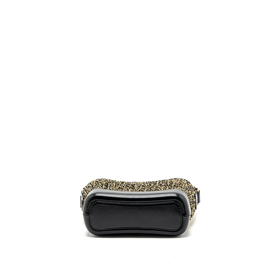 CHANEL SMALL GABRIELLE HOBO BAG LIMITED EDITION FABRIC/CALFSKIN BLACK / GOLD MULTICOLOUR HARDWARE