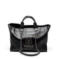 CHANEL DEAUVILLE STUDDED TOTE BAG CAVIAR BLACK SHW