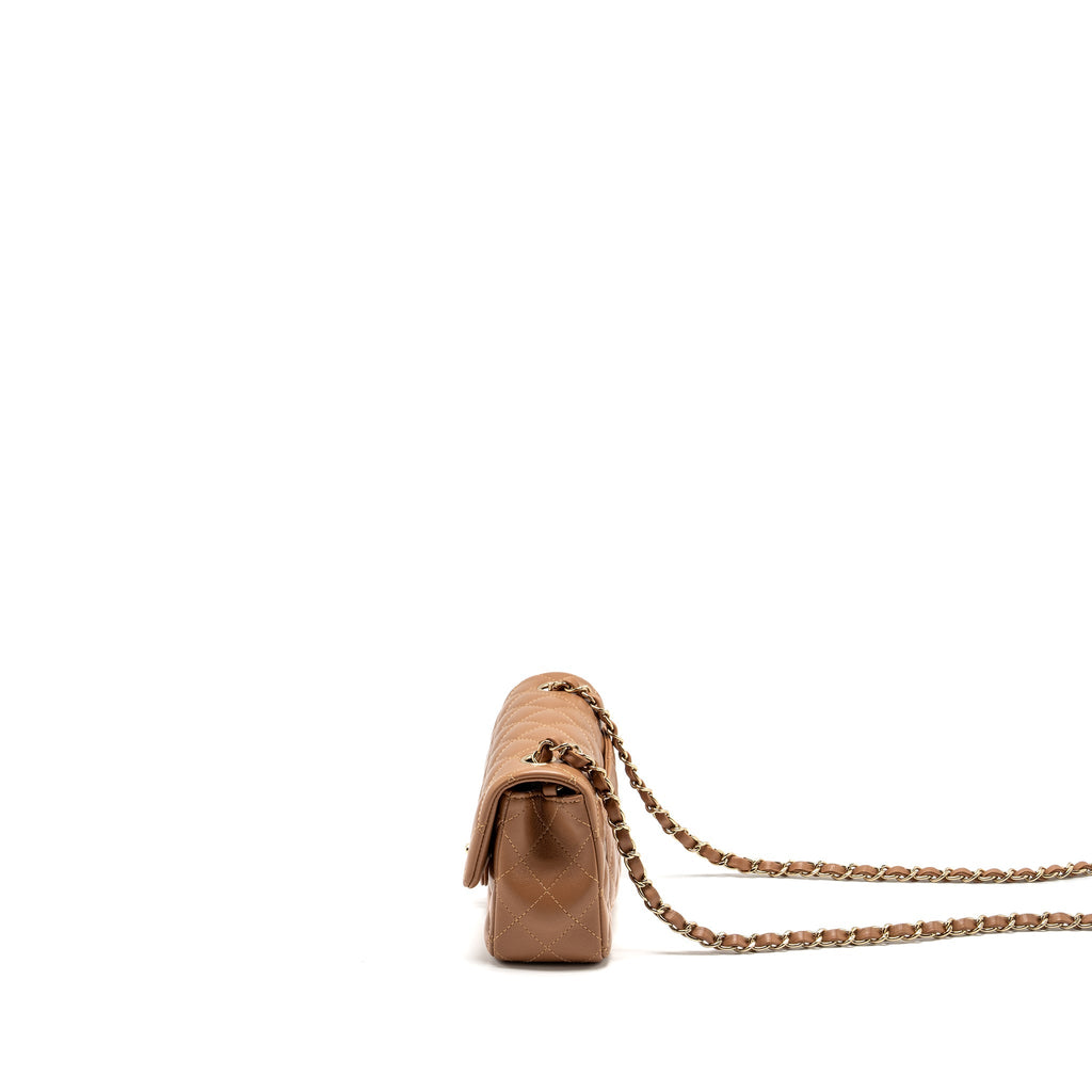 CHANEL 22S MINI RECTANGULAR FLAP BAG LAMBSKIN CARAMEL LGHW (MICROCHIP)