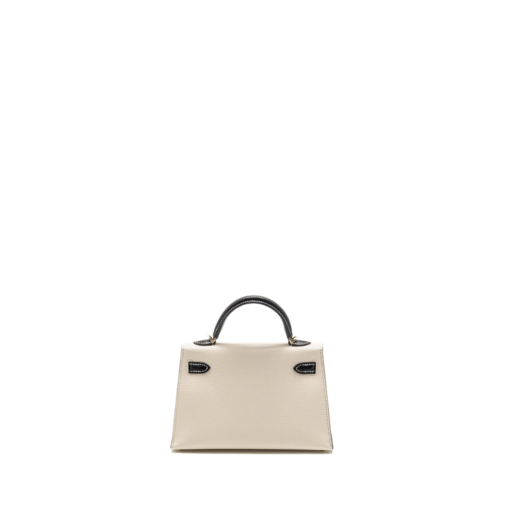 HERMES MINI KELLY II SPECIAL ORDER CHÈVRE MYSORE NATA/BLACK LGHW