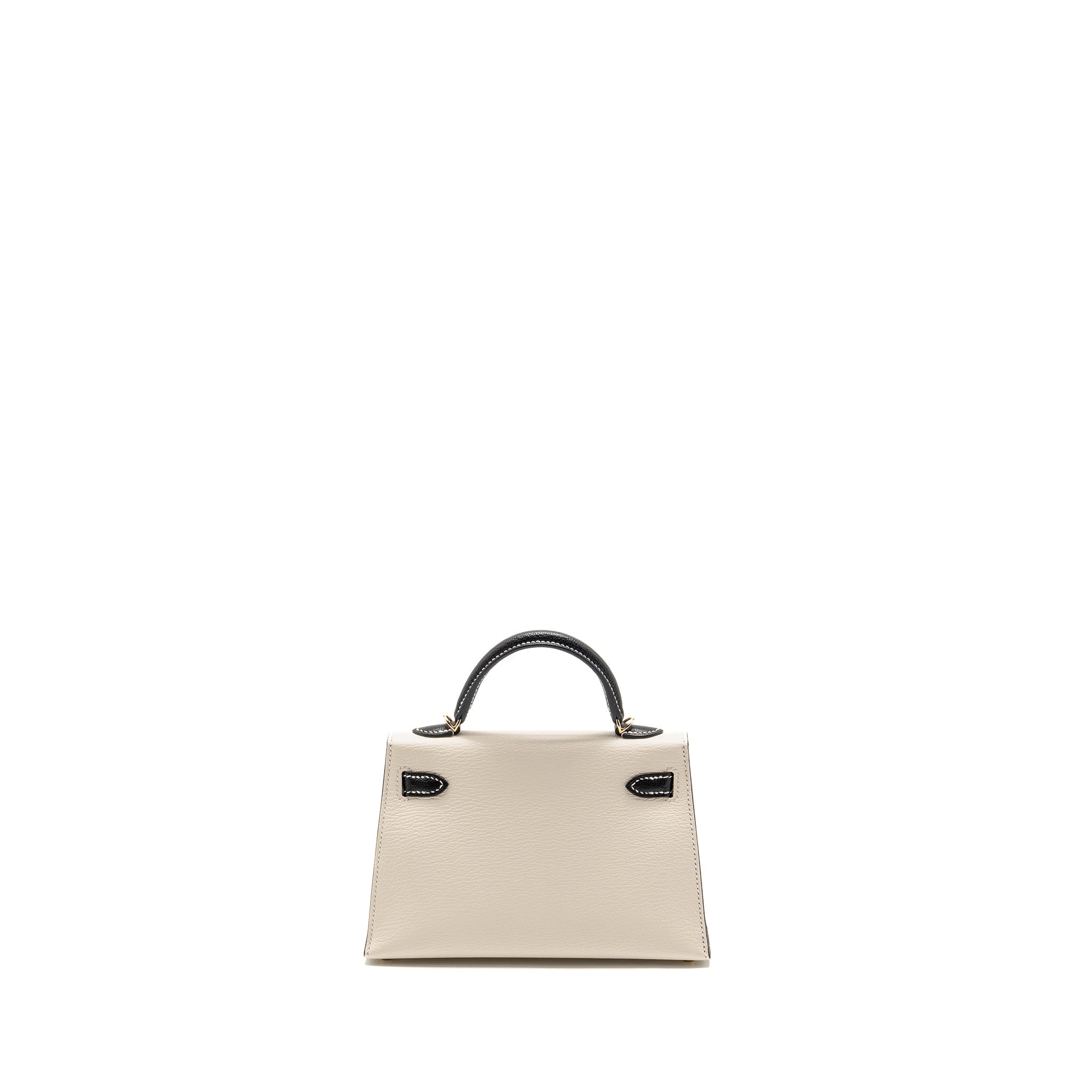HERMES MINI KELLY II SPECIAL ORDER CHÈVRE MYSORE NATA/BLACK LGHW