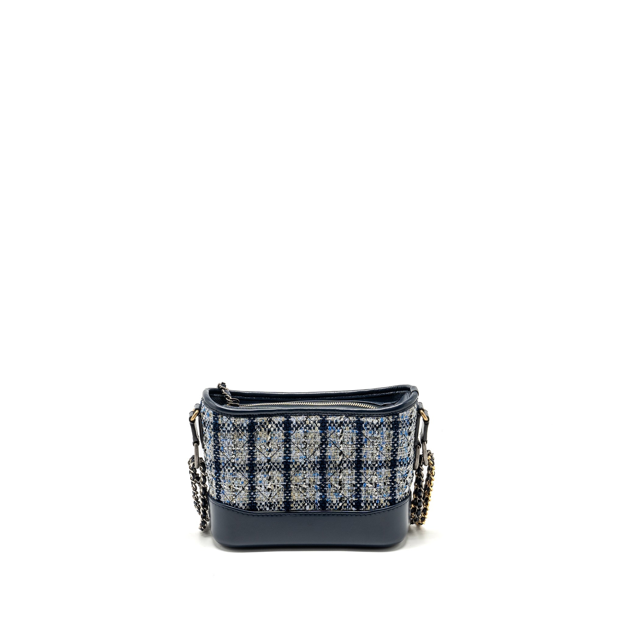 CHANEL SMALL GABRIELLE HOBO BAG TWEED NAVY/MULTICOLOUR WITH MULTICOLOUR HARDWARE