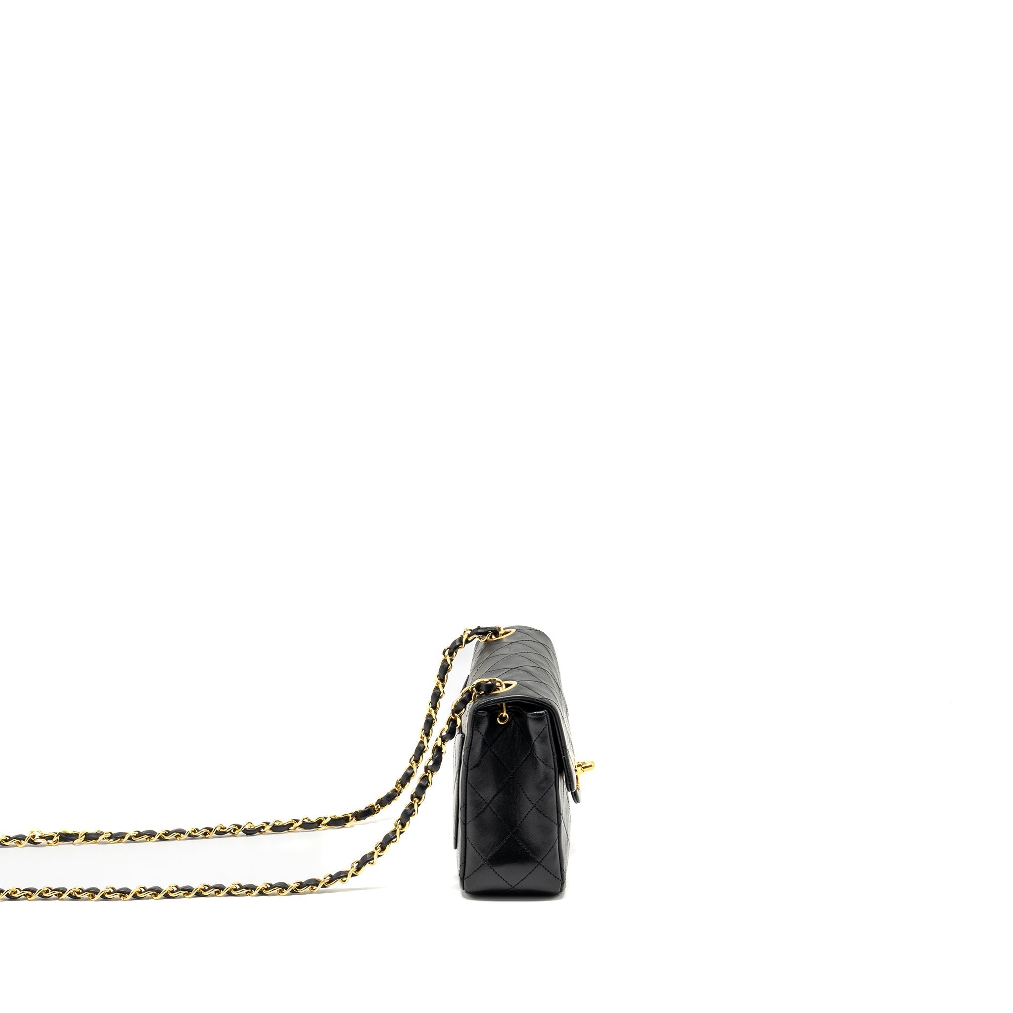 CHANEL VINTAGE MINI SQUARE FLAP BAG LAMBSKIN BLACK GHW