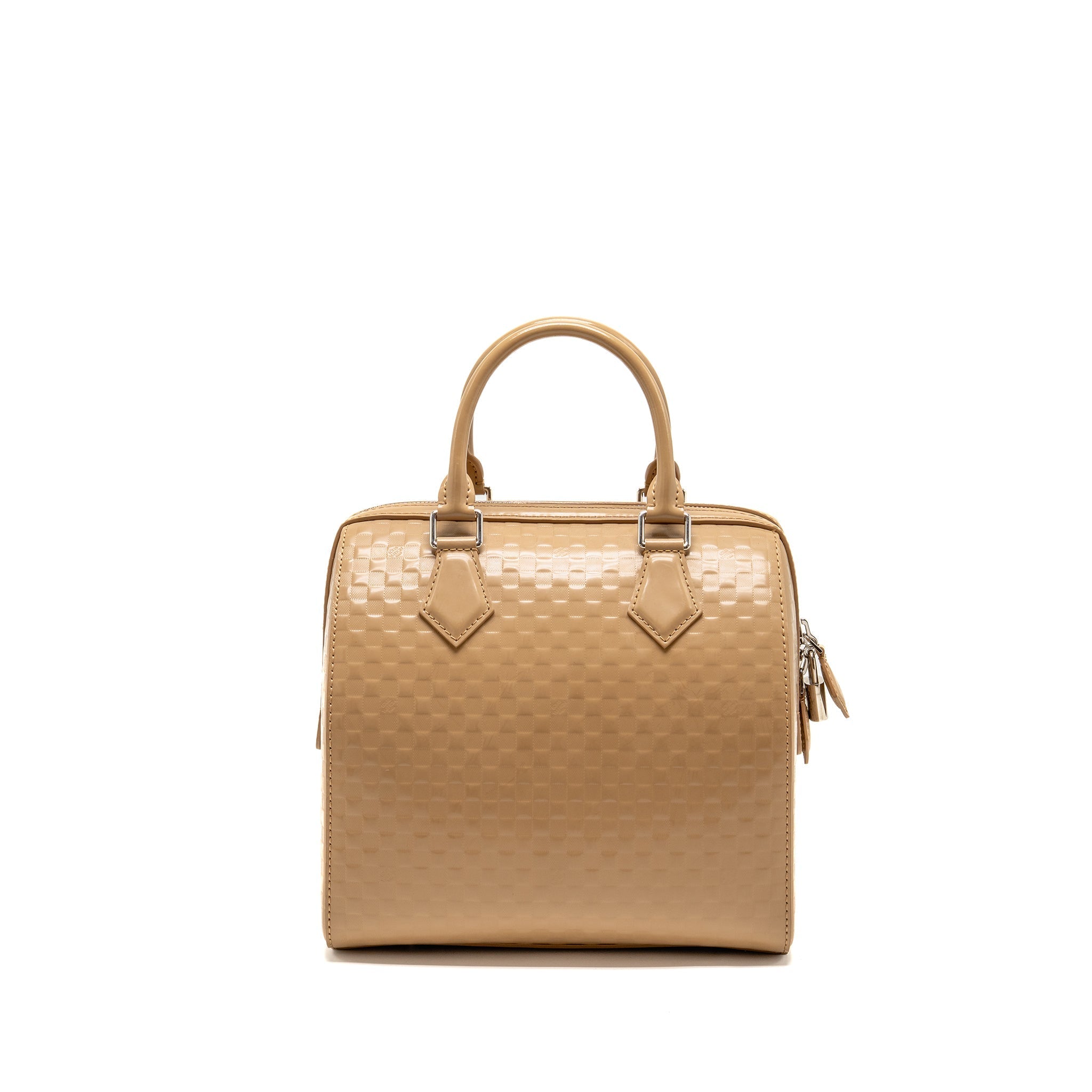 LOUIS VUITTON SPEEDY CUBE MM DAMIER FACETTE PATENT LEATHER BEIGE SHW