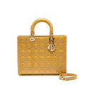 DIOR LARGE LADY DIOR PATENT LEATHER BEIGE LGHW