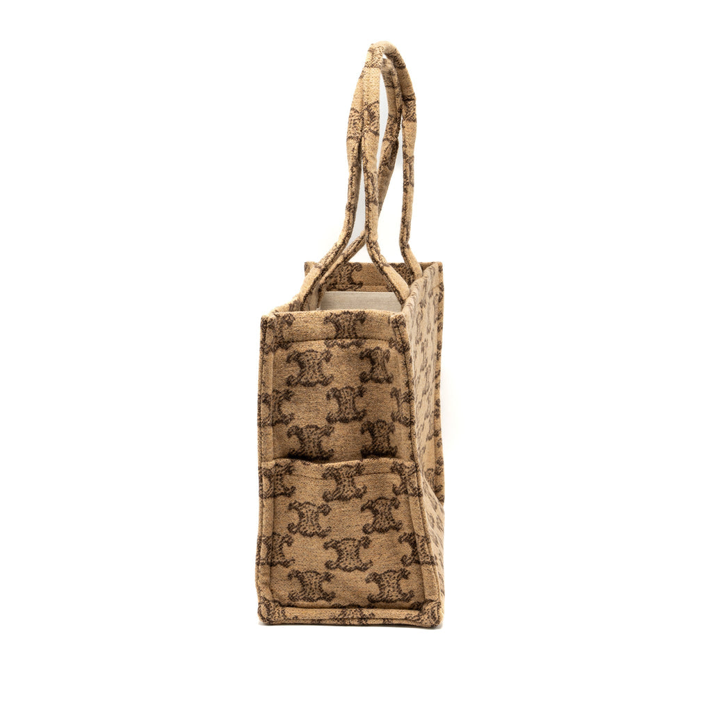 CELINE LARGE CABAS THAIS TRIOMPHE PRINTED WOOL/CALFSKIN WOOL/CALFSKIN BROWN