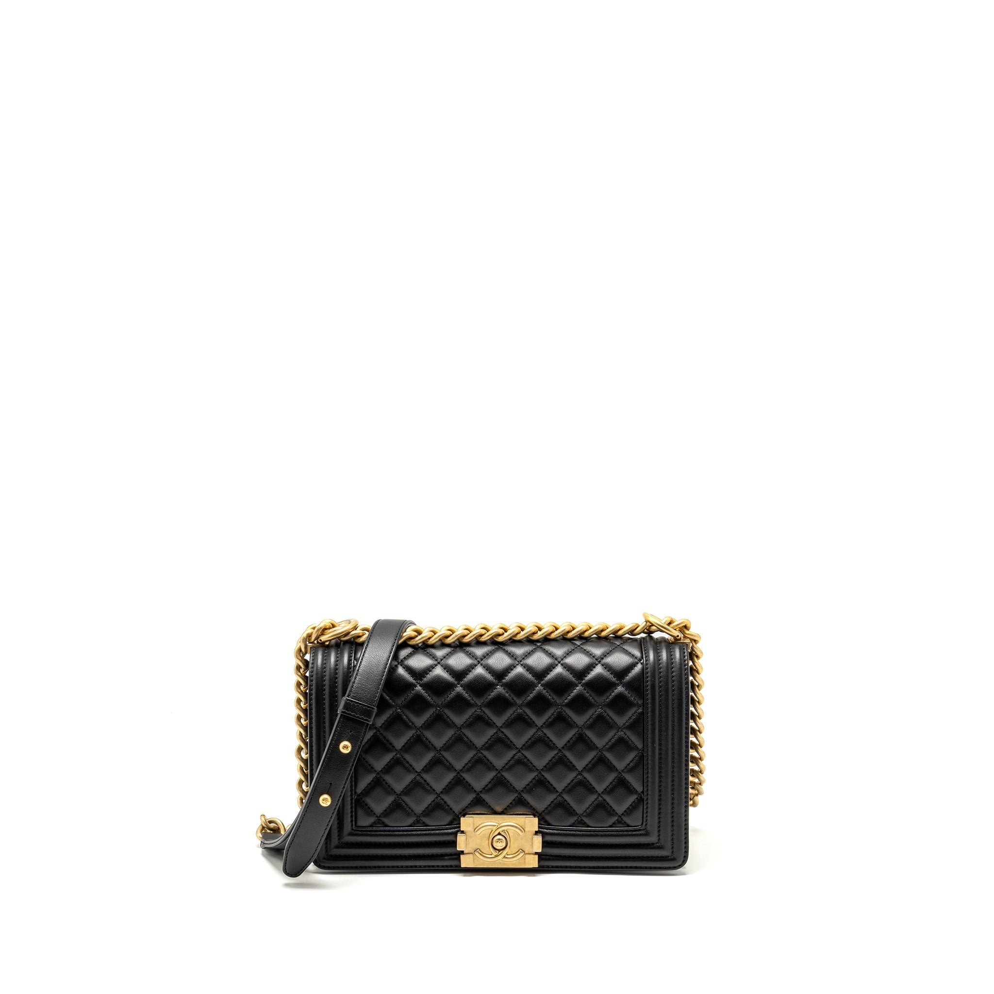 CHANEL MEDIUM BOY BAG CALFSKIN BLACK GHW