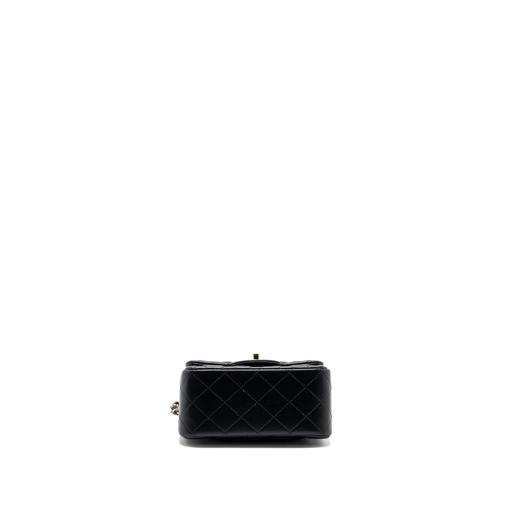CHANEL CLASSIC MINI SQUARE FLAP BAG LAMBSKIN BLACK LGHW (MICROCHIP)