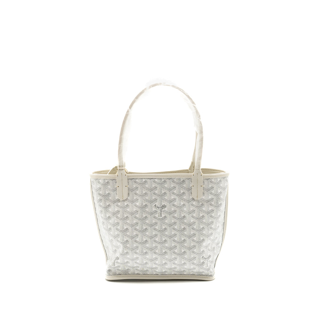 GOYARD MINI ANJOU TOTE BAG GOYARDINE CANVAS/LEATHER WHITE SHW