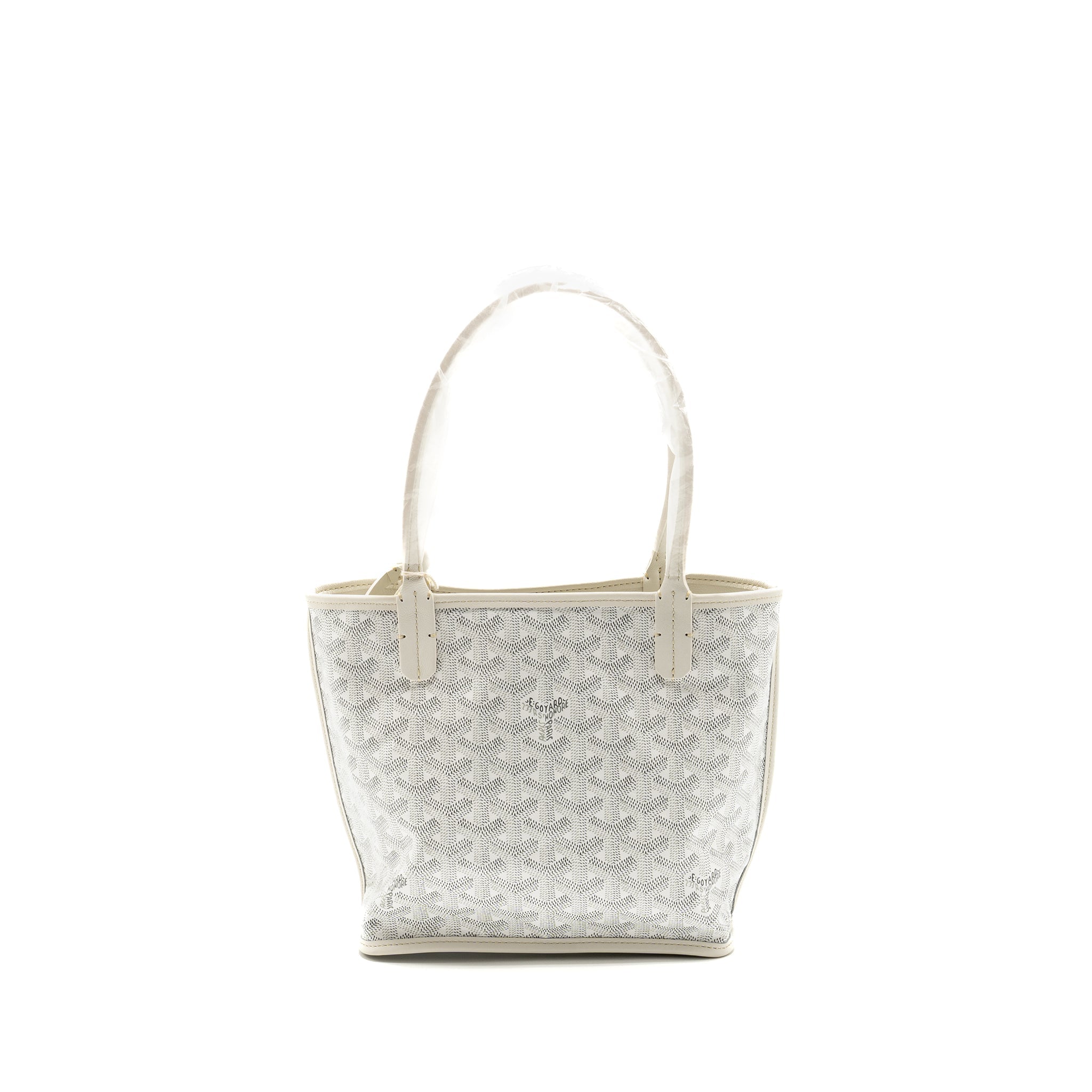 GOYARD MINI ANJOU TOTE BAG GOYARDINE CANVAS/LEATHER WHITE SHW