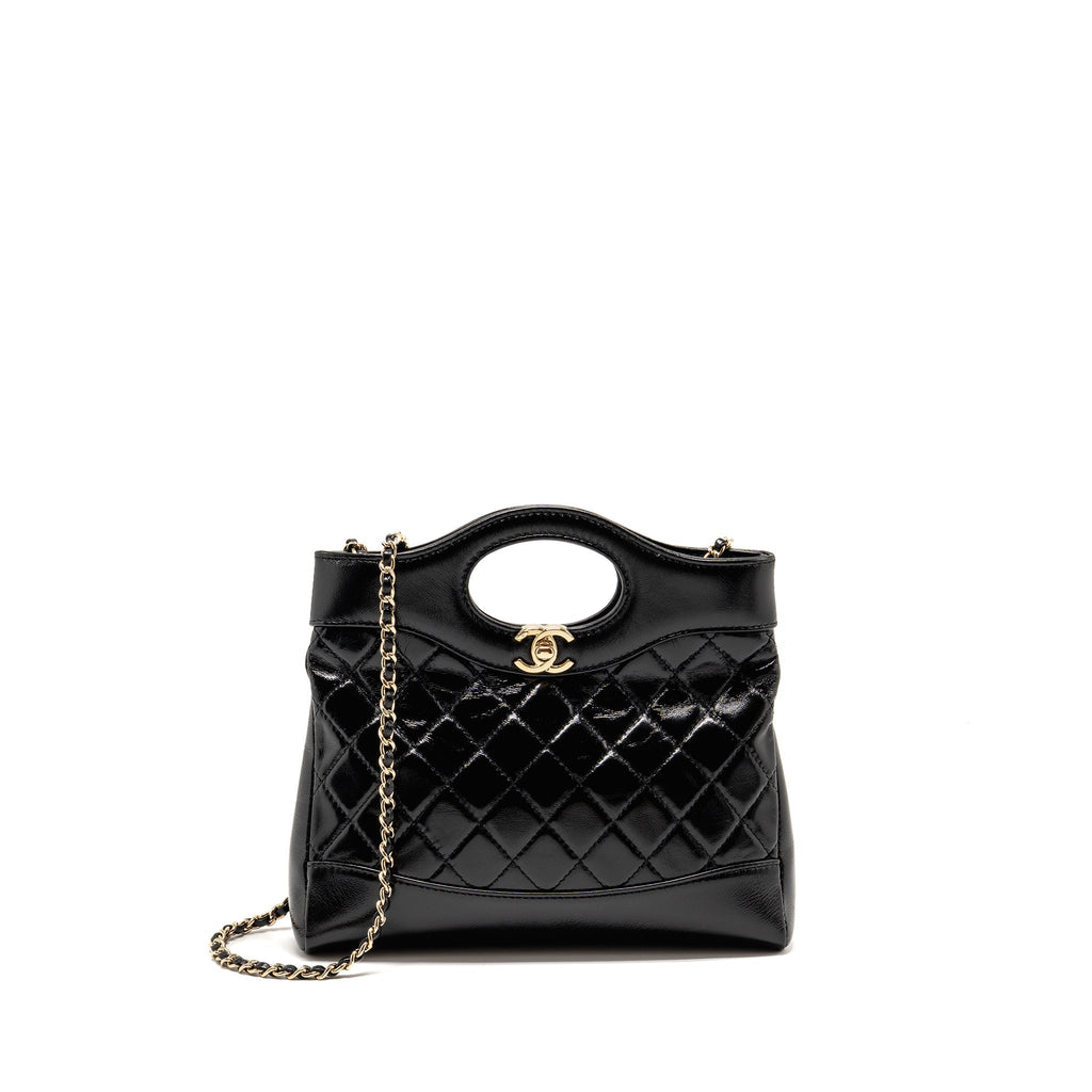 CHANEL MINI 31 BAG SHINY LAMBSKIN BLACK LGHW (MICROCHIP)