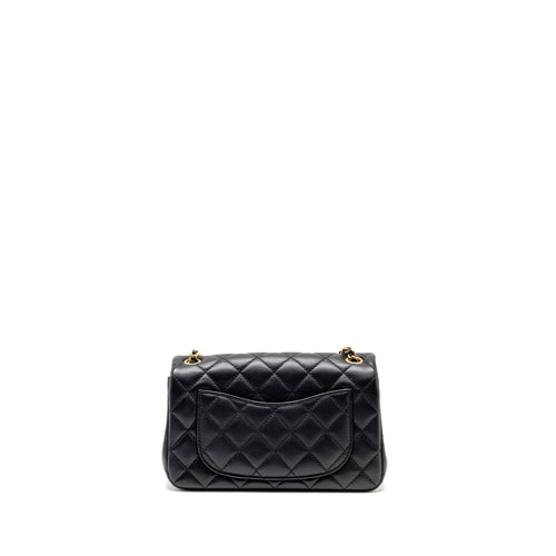 CHANEL PEARL CRUSH MINI RECTANGULAR FLAP BAG LAMBSKIN BLACK GHW (MICROCHIP)