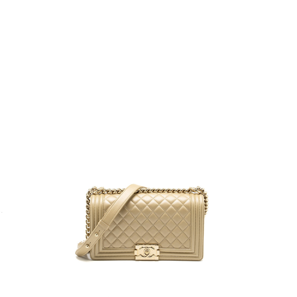 CHANEL MEDIUM BOY BAG CAVIAR GOLD LGHW