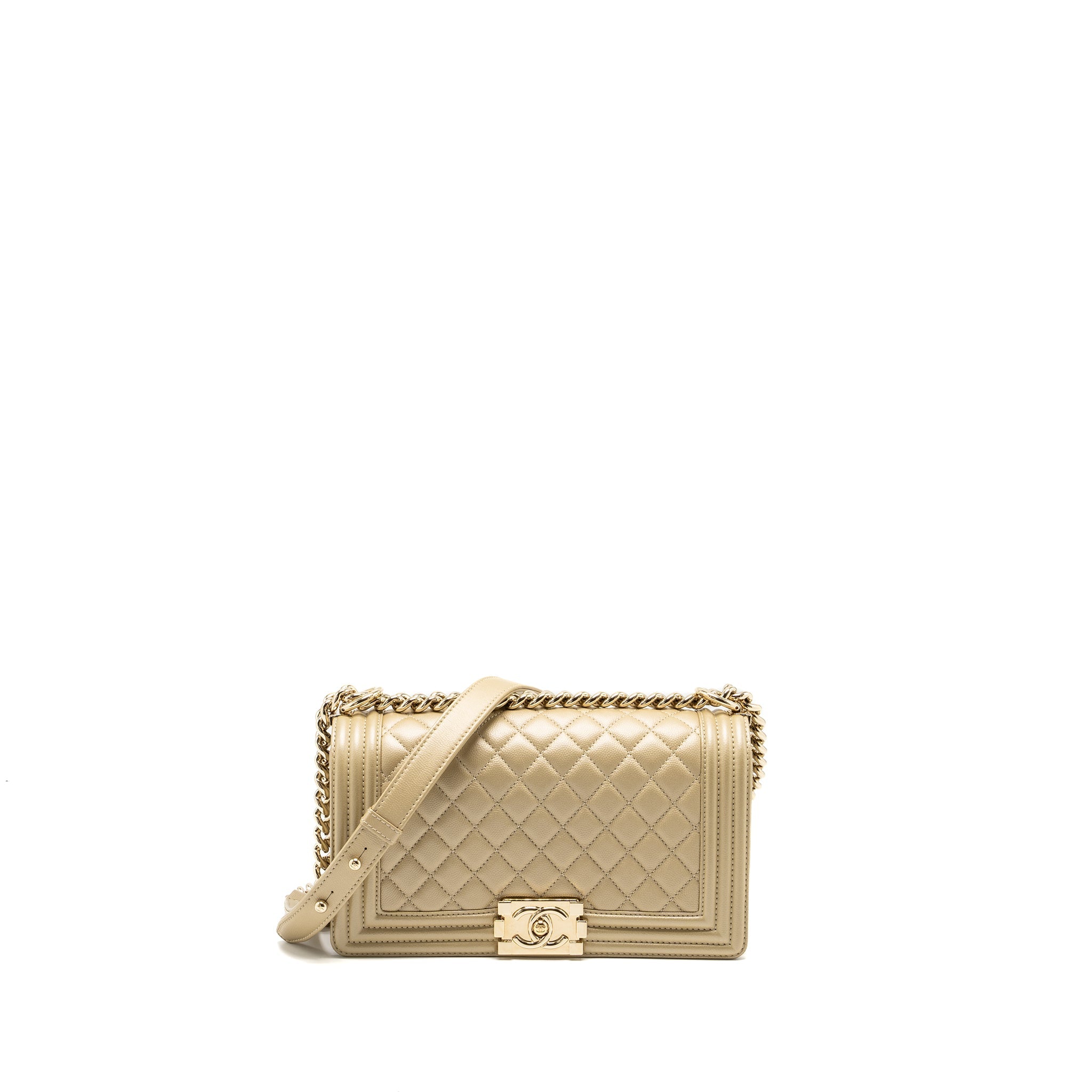 CHANEL MEDIUM BOY BAG CAVIAR GOLD LGHW