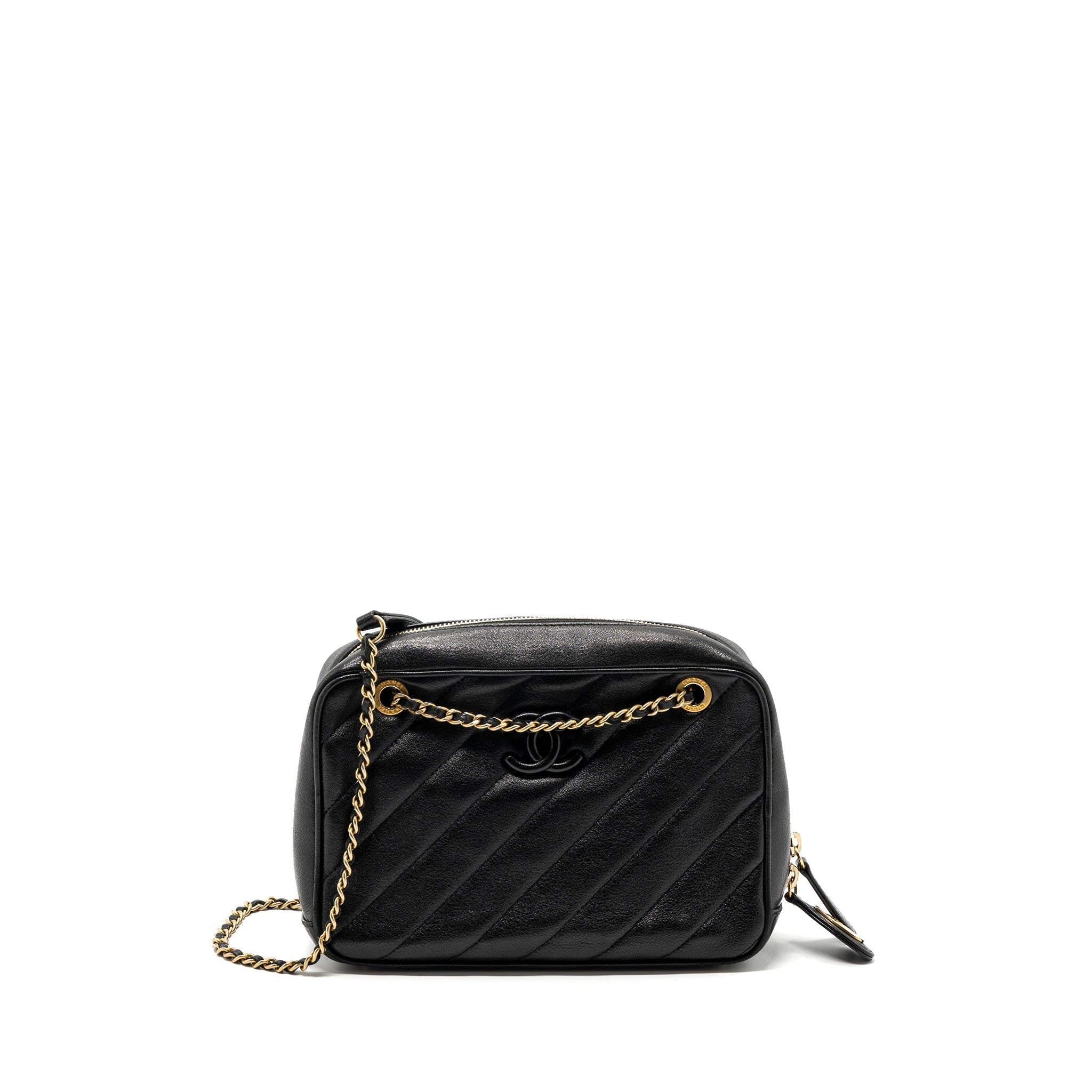 CHANEL ZIPPER CAMERA CHAIN BAG LAMBSKIN BLACK GHW