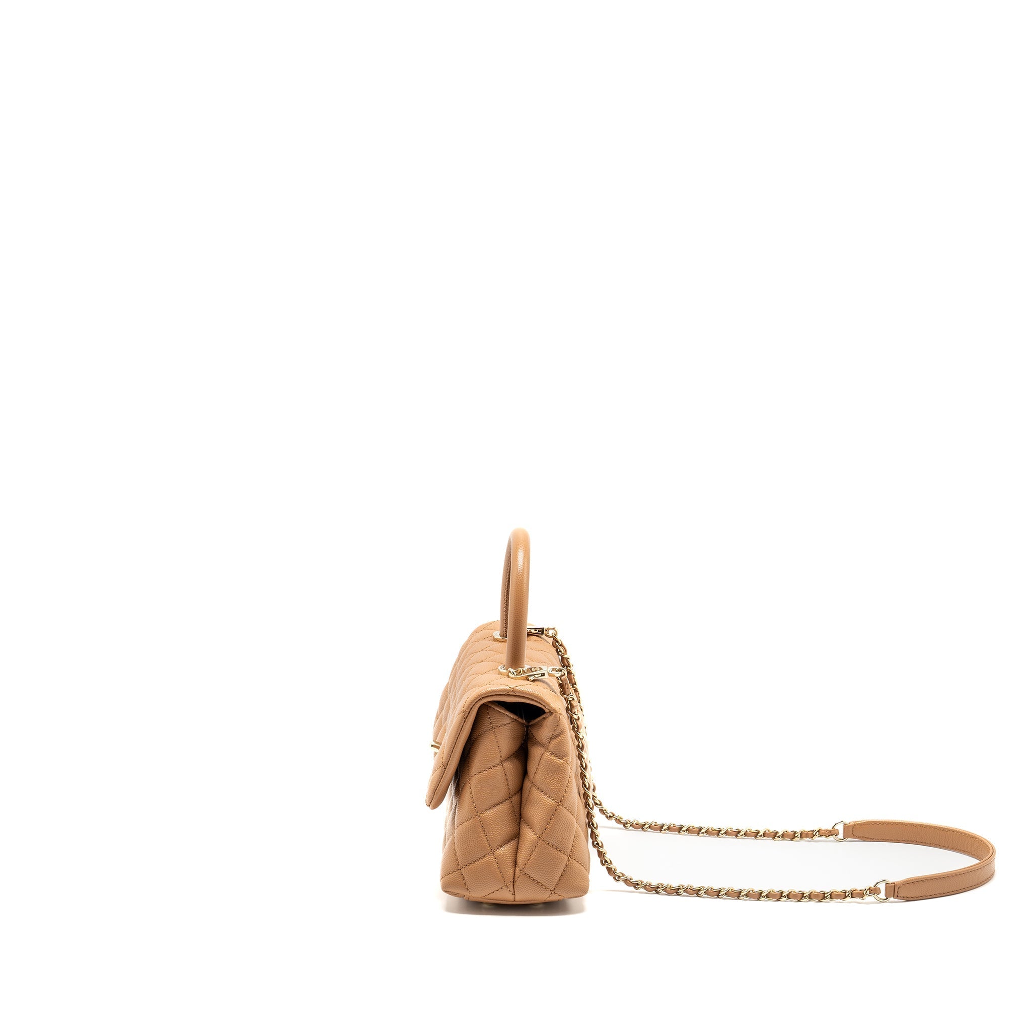 CHANEL 21P SMALL COCO HANDLE CAVIAR CARAMEL LGHW