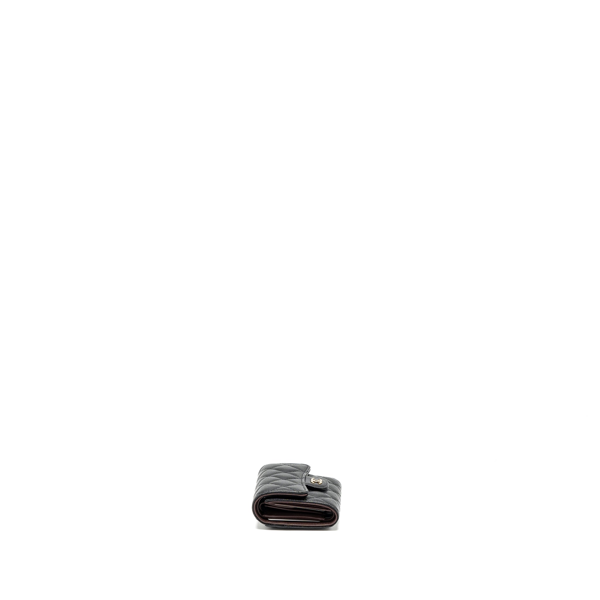CHANEL CLASSIC COMPACT WALLET CAVIAR BLACK LGHW (MICROCHIP)
