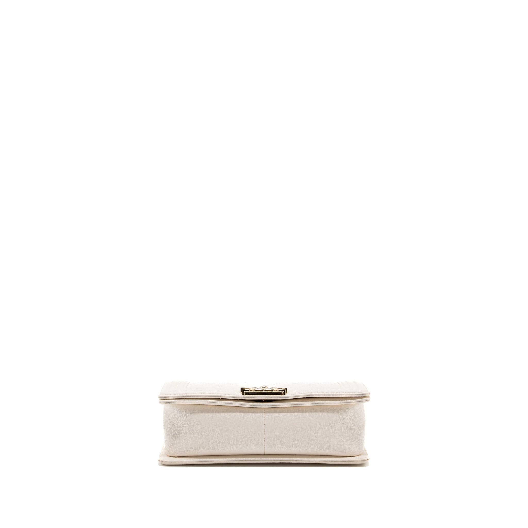CHANEL MEDIUM LE BOY CAVIAR WHITE LGHW
