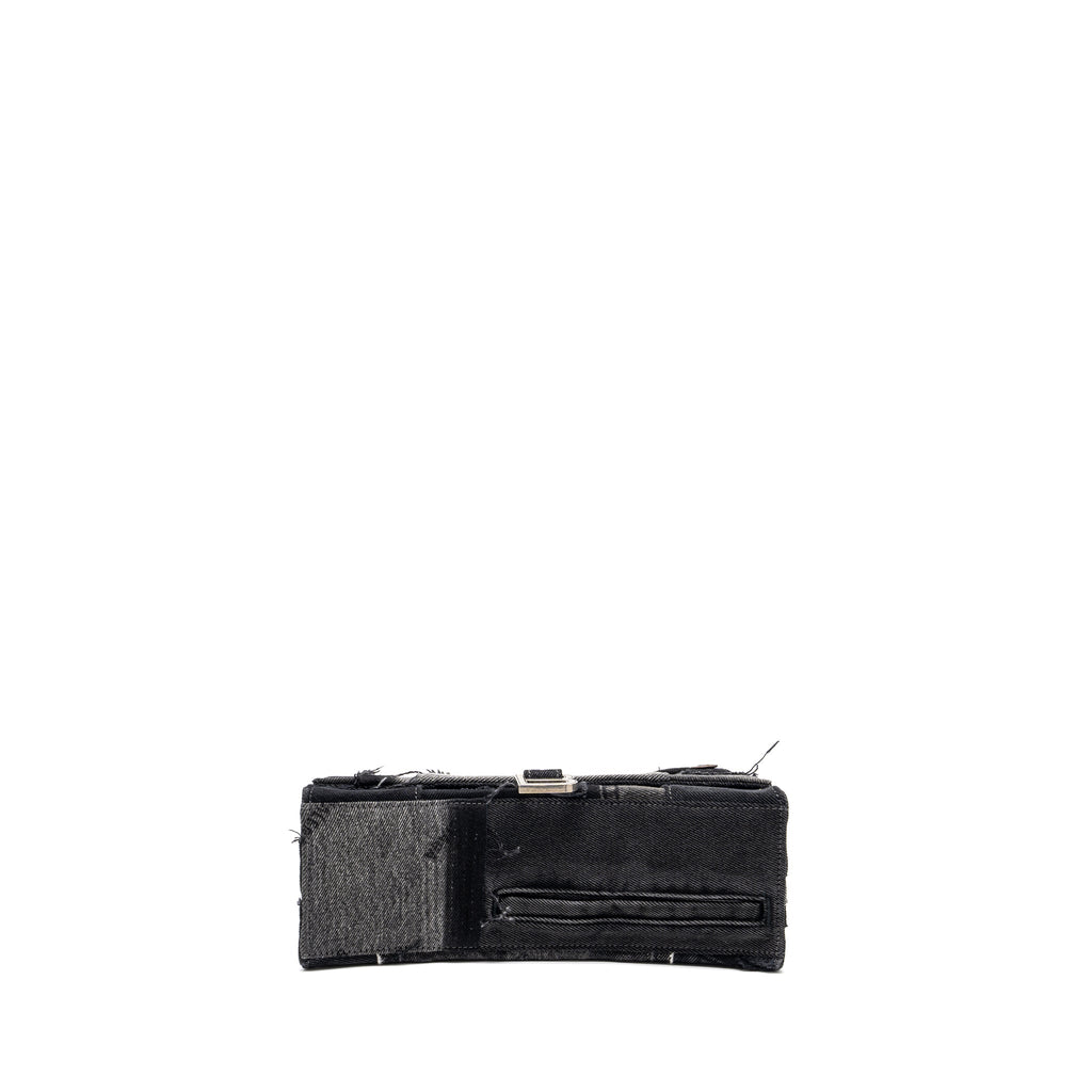 BALENCIAGA MEDIUM HOURGLASS BAG LIMITED EDITION DENIM BLACK/MULTICOLOUR SHW