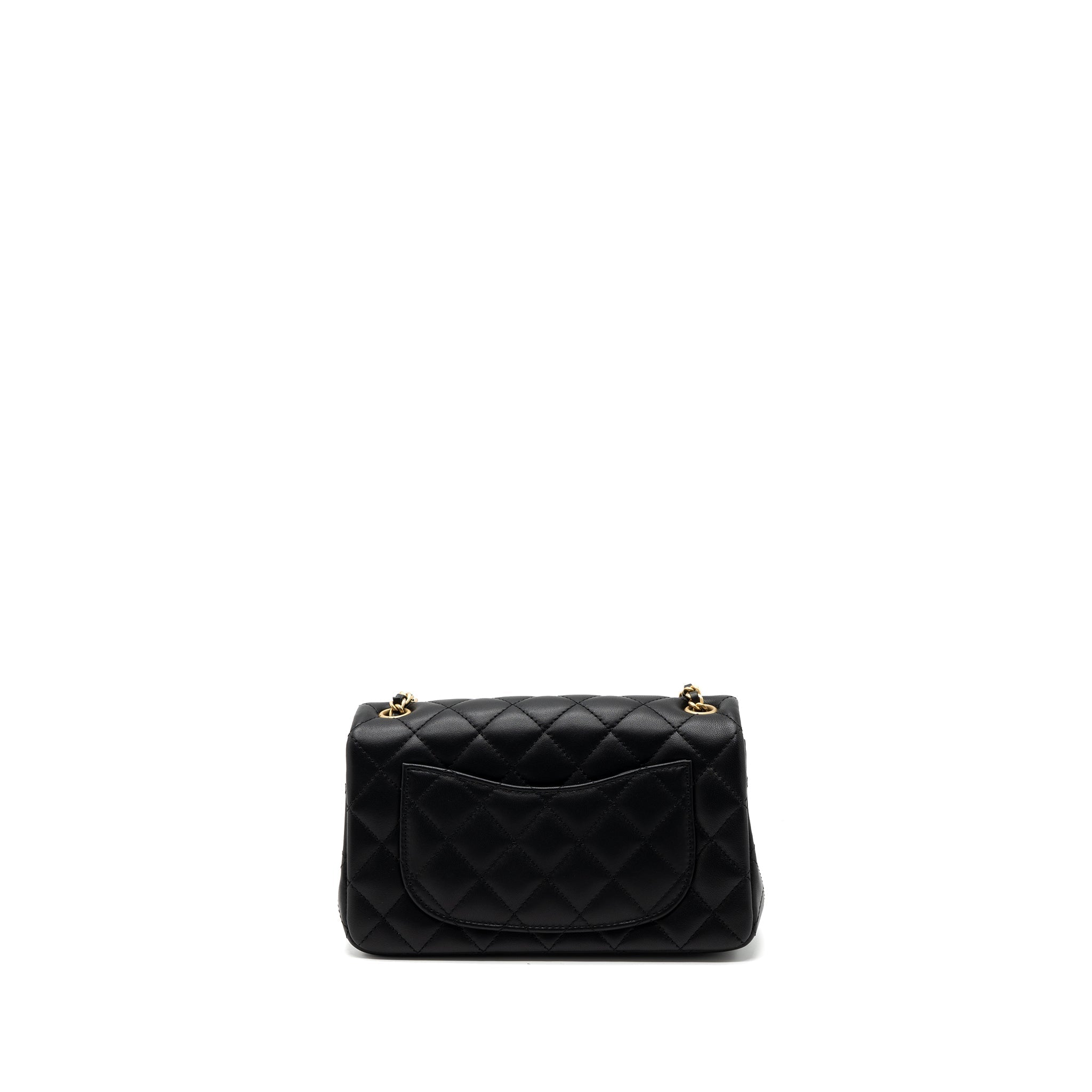 CHANEL 23K PEARL CRUSH MINI RECTANGULAR FLAP BAG LAMBSKIN BLACK GHW (MICROCHIP)