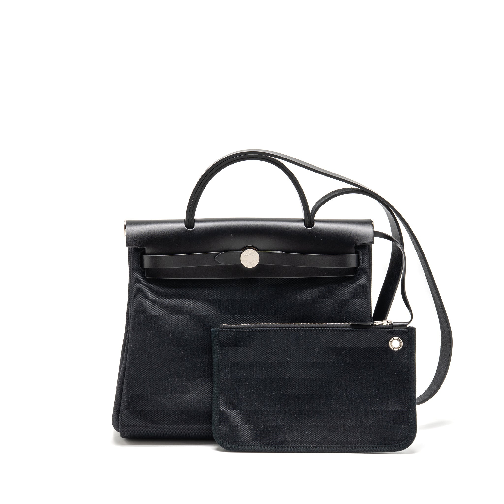 HERMES HERBAG 31 ZIP BAG CANVAS / HUNTER BLACK SHW